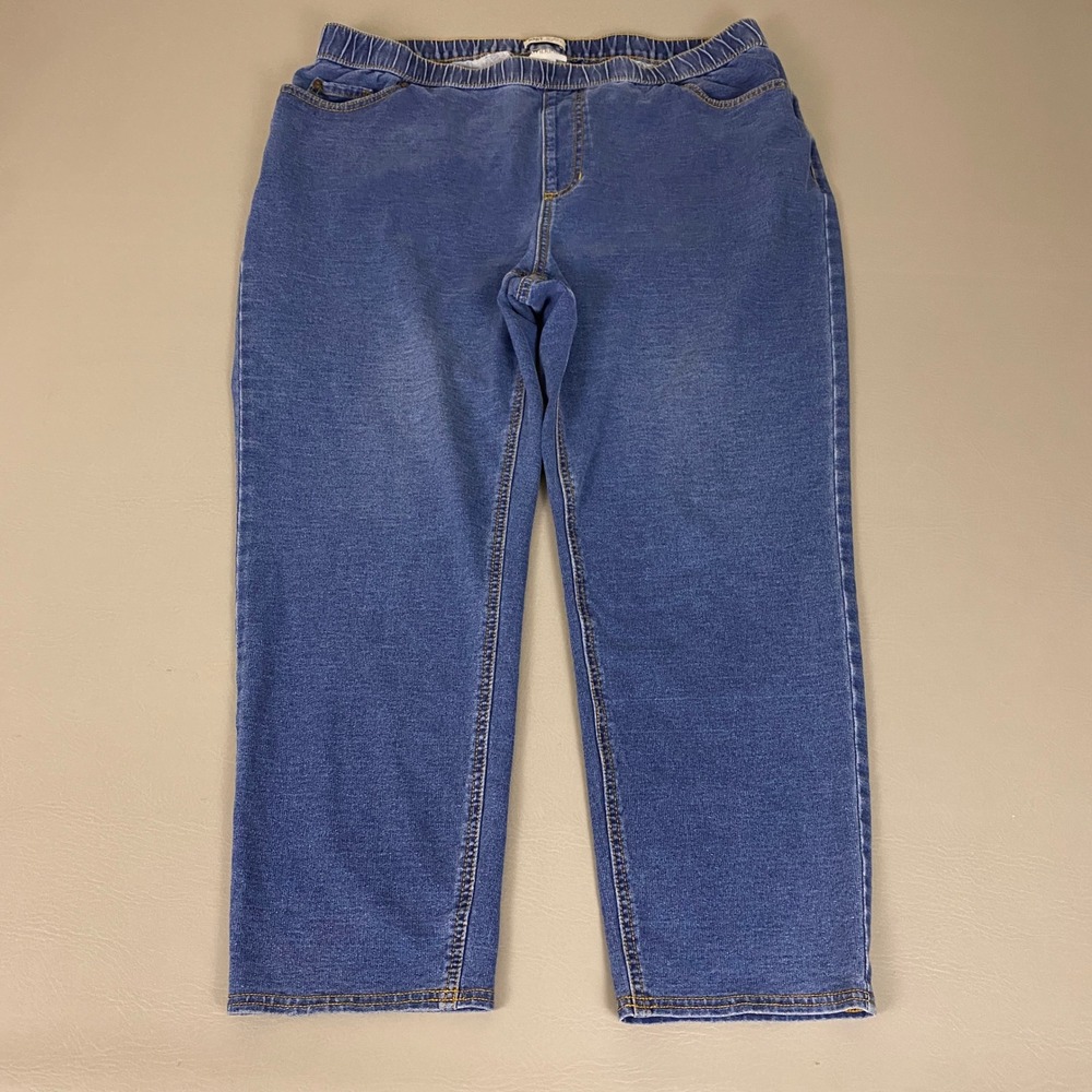 Catherines Knit Jean Pull On Plus Size 1XWP 18/20WP Petite Blue *Wear*